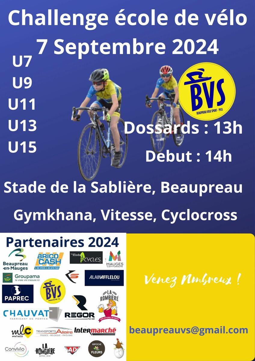 Challenge Ecole de Velo Beaupreau 7 septembre